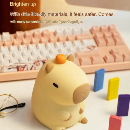 Cute Capybara LED Night Light – Rechargeable Squishy Animal Lamp with 2-Level Dimming & Timer, Touch Bedside Light for Kids & Nursery Decor 4