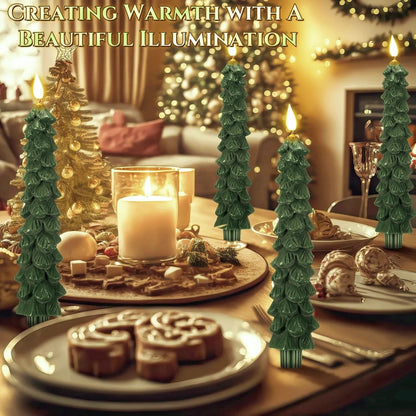 Real Wax Christmas Tree Led Flickering Taper Flameless Candles 4