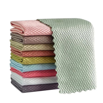 Wave Pattern Fish Scale Cloth Rag-5pcs 4