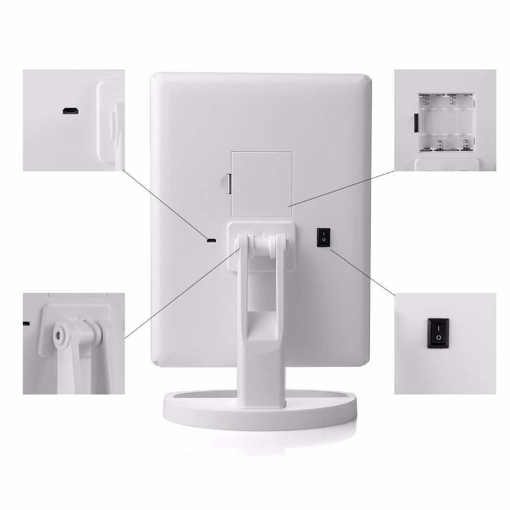 Foldable Triple-Panel LED Makeup Mirror 4
