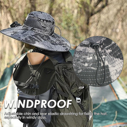 UPF 50+ Solar Fan Sun Hat – Wide Brim Bucket Hat with Dual Fans 4