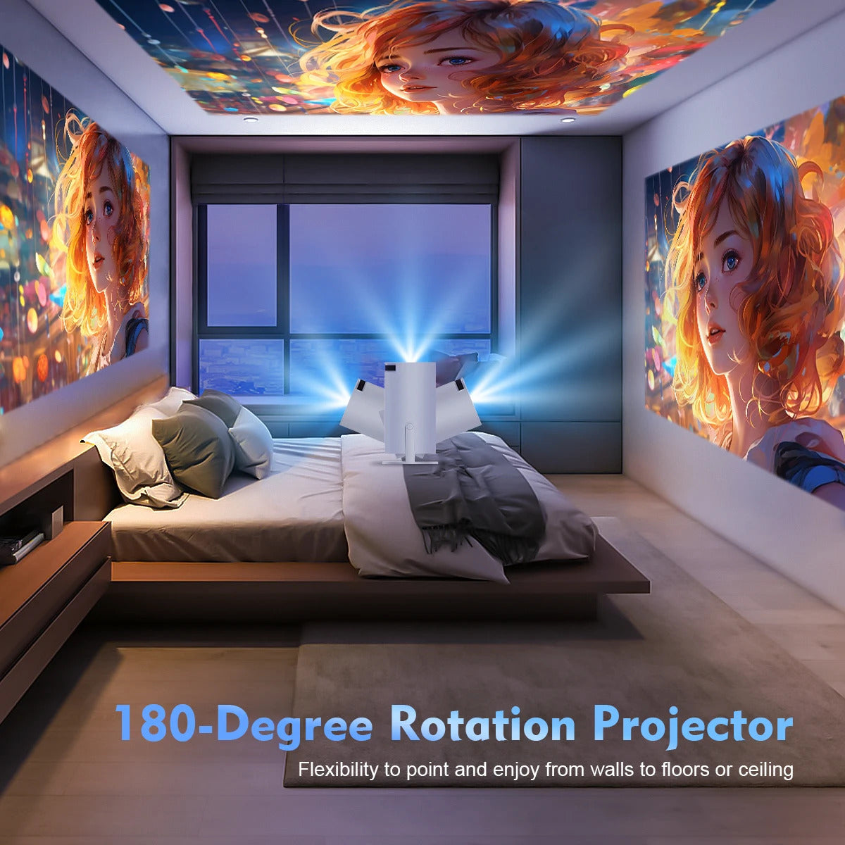 Portable 180 Degree Rotation Home 4K Video Projector 4