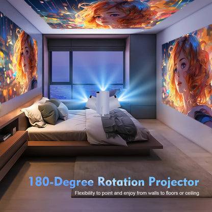 Portable 180 Degree Rotation Home 4K Video Projector 4