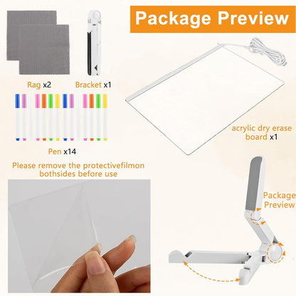 LED Acrylic Dry Erase Note Drawing Board 3