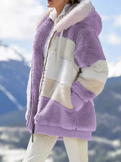 CONTRASTING LAMB WOOL PADDED COAT 4