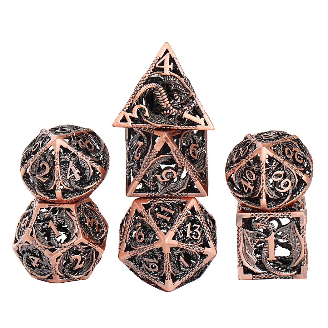 URWizards D&D Hollowed Metal Dice Set Dragon 4