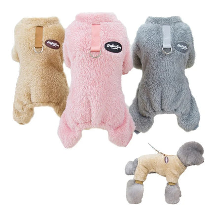 Fleece Pet Elastic Jumpsuit with Pull Ring 4