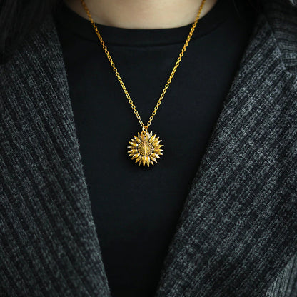"You Are My Sunshine" Open Locket Sunflower Necklace 4