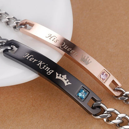 BRACELETS 2 PIECES FOR MEN AND FOR WOMEN "HER KING HIS QUEEN" 4