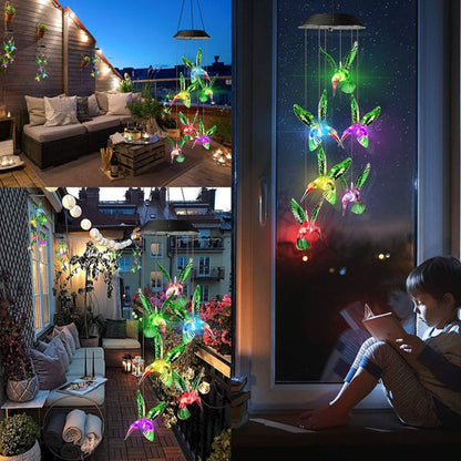 Solar-Powered Dangling Hummingbird Lights 4