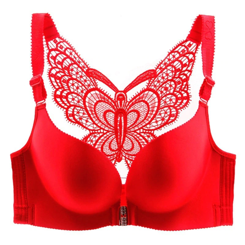 Butterfly Embroidery Front Closure Wireless Bra 4