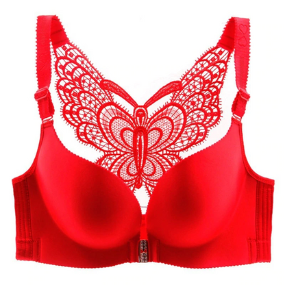 Butterfly Embroidery Front Closure Wireless Bra 4
