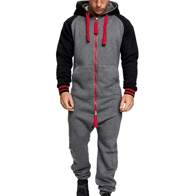 Hooded Fleece Solid Color Jumpsuit 4
