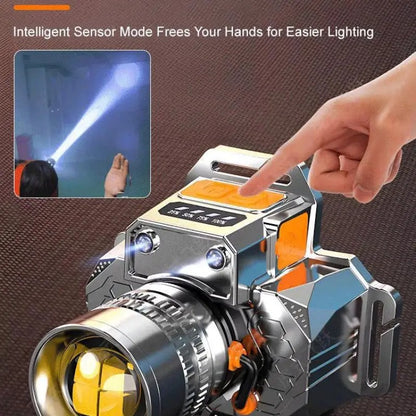 Head-Mounted Induction Zoomable Super Bright Flashlight 4