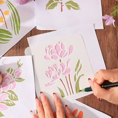 Blooming Flowers Stencil Kit-6PCS 4