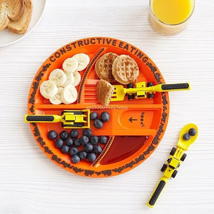 Kid's Constructive Eating Plate and Utensils Set 4