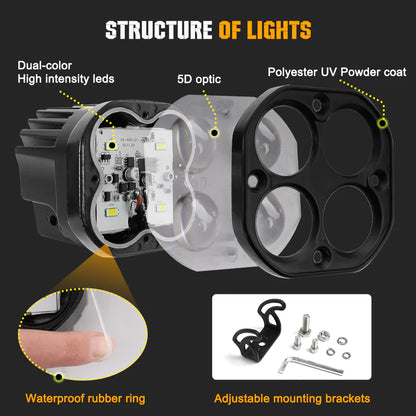 3inch Dual Beam Square Car Fog Light Pods 4