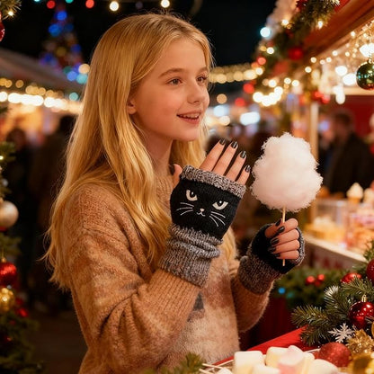 Cozy Cat Knit Fingerless Hand Warmers 5