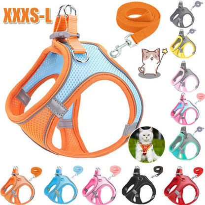 Reflective Adjustable Vest Harness Strap & Leash for Cats & Small Dogs 5