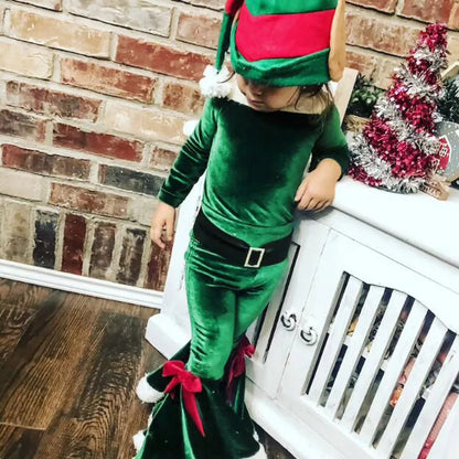 Baby Girls Santa Claus Costume Long Sleeve Bell Bottom Pants 5