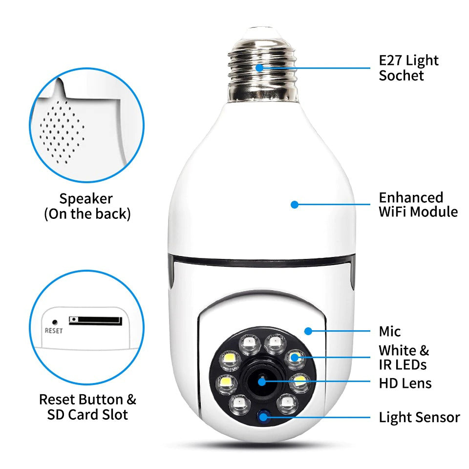 E27 Bulb Wireless 360 Security Camera 5