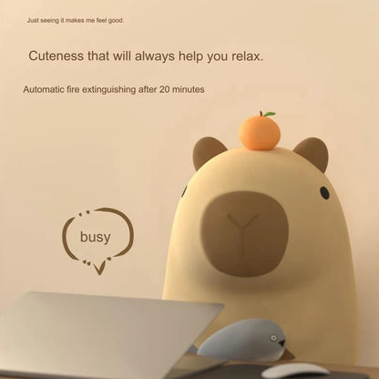 Cute Capybara LED Night Light – Rechargeable Squishy Animal Lamp with 2-Level Dimming & Timer, Touch Bedside Light for Kids & Nursery Decor 5