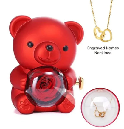 Eternal Rose Bear with Engraved Necklace 5