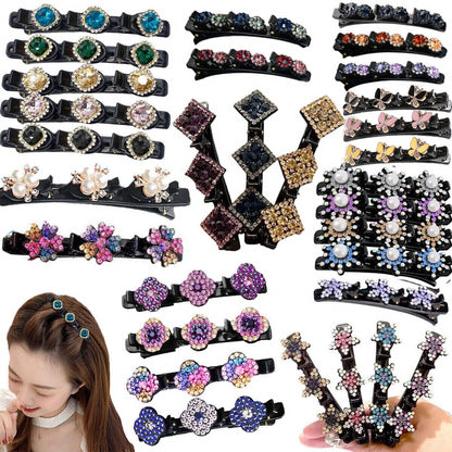 Sparkling Crystal Stone Braided Hair Clips-4pcs 5
