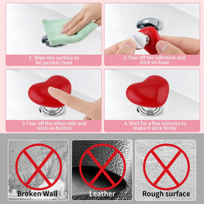 Heart-Shaped Toilet Flush Button Cover 5