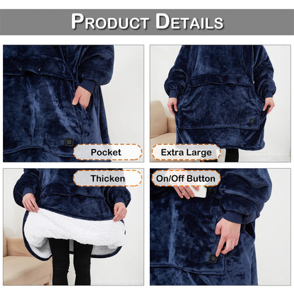 Oversized Wearable Blanket Hoodie – Sherpa Fleece Sweatshirt with Sleeves & Pocket, Warm Plush Hooded Blanket 5