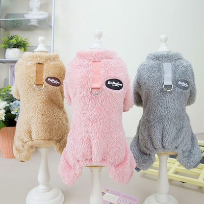 Fleece Pet Elastic Jumpsuit with Pull Ring 5