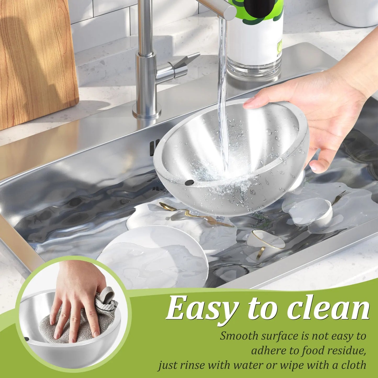 Stainless Steel Double-Wall Ice Chiller Serving Bowl 5