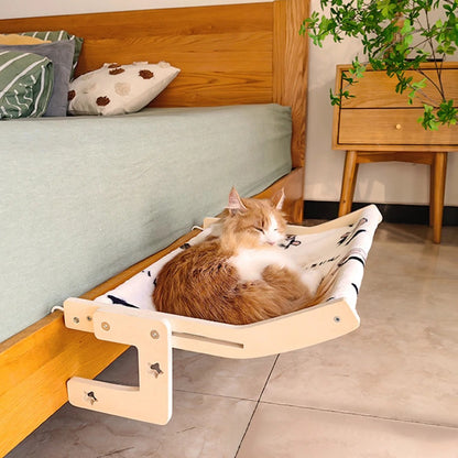 Sturdy Cat Window Hammock – Wooden Hanging Cat Bed with Washable Cotton Canvas 5