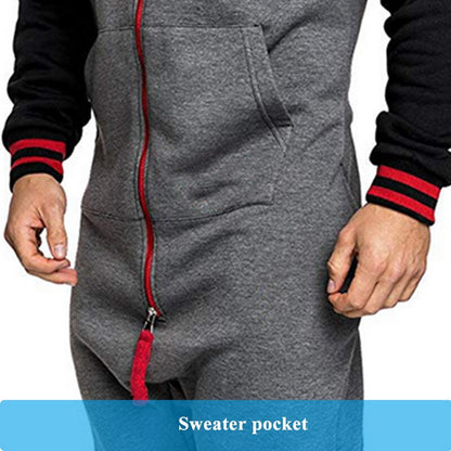 Hooded Fleece Solid Color Jumpsuit 5