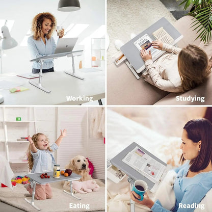 Adjustable Multifunction Bed Desk with LED Lamp & Device Holder 5