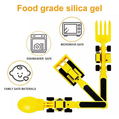 Construction Vehicle Tableware Set – Bulldozer & Excavator Themed Fork, Spoon & Plate for Kids, BPA-Free Food Plate 5