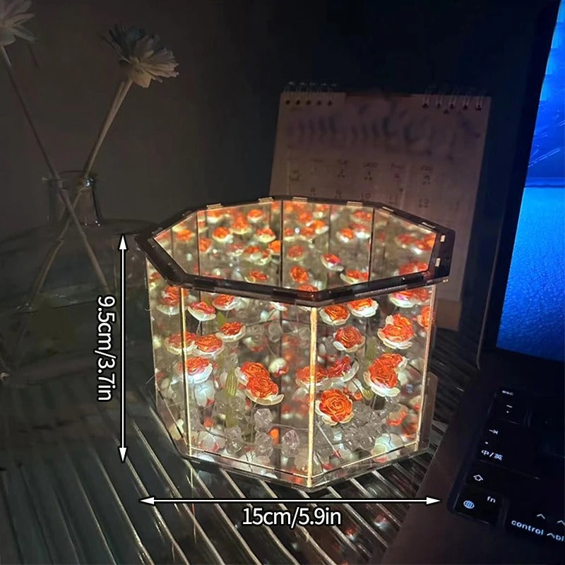 DIY Flowers Mirror Cube Lamp 5
