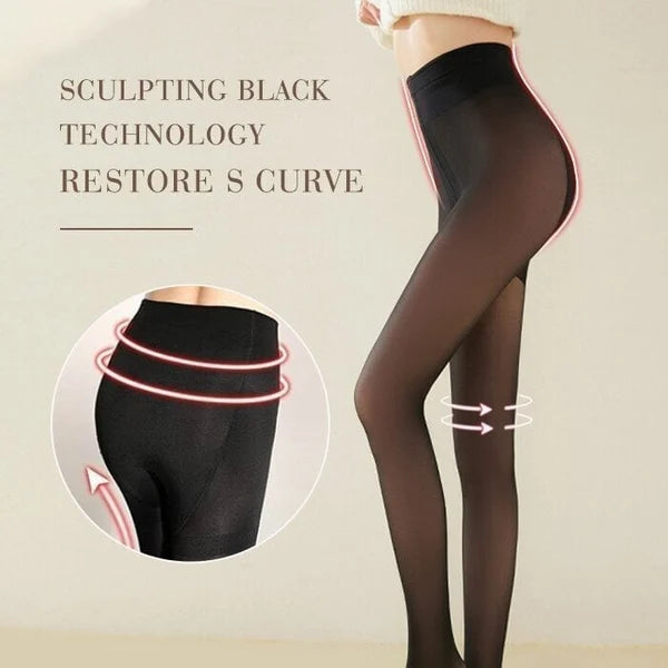 Flawless Legs Fake Translucent Warm Plush Lined Elastic Leggings 5