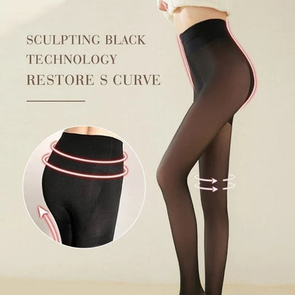 Flawless Legs Fake Translucent Warm Plush Lined Elastic Leggings 5