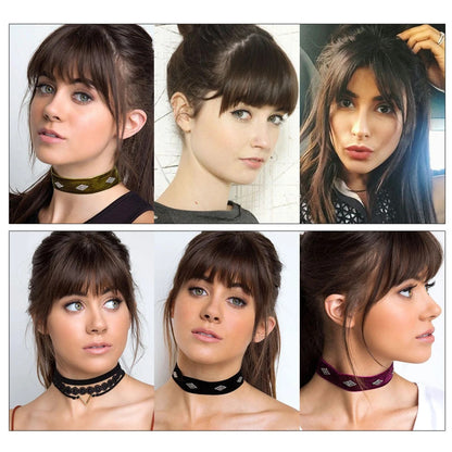 Natural Human Hair Curved Wispy Clip in Bangs 5
