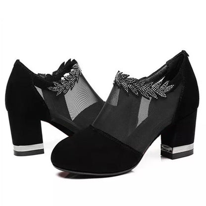 Women's Mesh Hollow-out Flower Low Heel Sandals 4