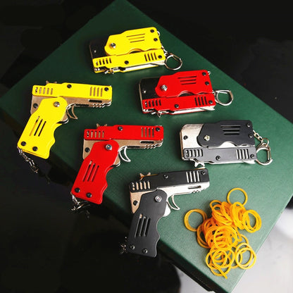 Mini Folding Rubber Band Gun Toy Keychain 5