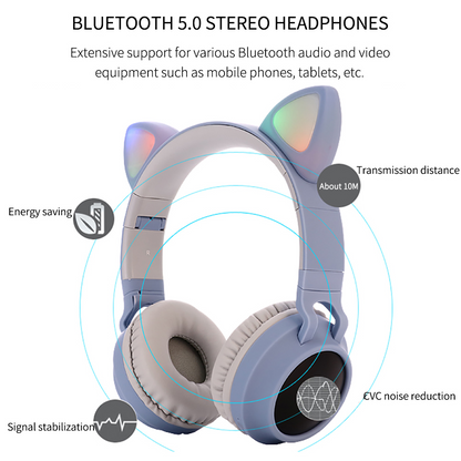 Wireless Cat Ear Headphones Bluetooth Headset 5