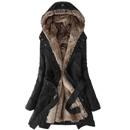 Hooded Faux Artificial Fur Slim Jacket 5