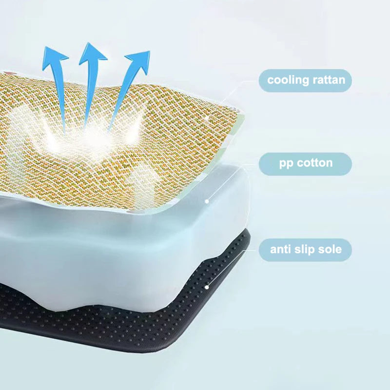Breathable Natural Rattan Pet Summer Cooling Mat Bed 5