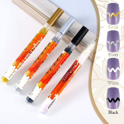 Ultra Thin Curve Manicure Felt Pen 4pcs 5