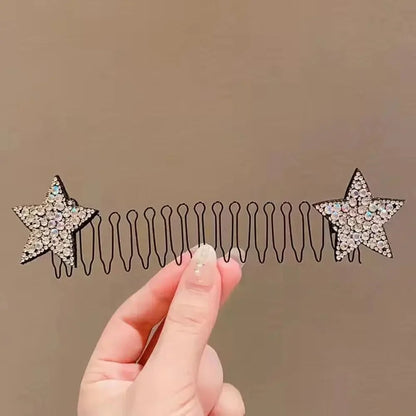 Star Rhinestone Broken Hair Comb-4PCS 5