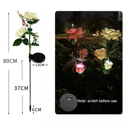 ARTIFICIAL ROSE SOLAR GARDEN STAKE LIGHTS -5 PACKS 5