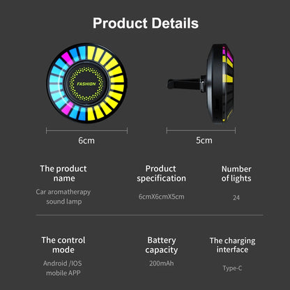 Car Music Rhythm Sound Control Colorful LED Light With Fragrance Holder 5