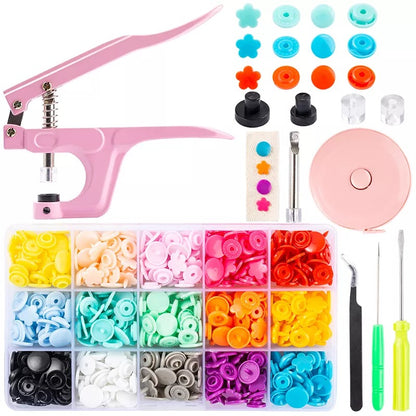 Metal Snaps Buttons with Fastener Pliers Press Kit-200Set 5